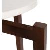 imageKate and Laurel Moxley Transitional Round Side Table 16 x 16 x 22 White Marble and Natural Wood Tiered Pedestal Table with Authentic Marble Tabletops for Bedroom Nightstand or Indoor Plant StandWalnut Brown