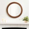 imageKate and Laurel Oman Modern Ribbed Round Wall Mirror 28 Inch Diameter Walnut Brown Framed Circle Bathroom Mirror for Over Sink Home Decor or Fireplace Mantel Mirror