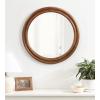 imageKate and Laurel Oman Modern Ribbed Round Wall Mirror 28 Inch Diameter Walnut Brown Framed Circle Bathroom Mirror for Over Sink Home Decor or Fireplace Mantel Mirror