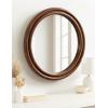 imageKate and Laurel Oman Modern Ribbed Round Wall Mirror 28 Inch Diameter Walnut Brown Framed Circle Bathroom Mirror for Over Sink Home Decor or Fireplace Mantel Mirror