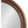 imageKate and Laurel Oman Modern Ribbed Round Wall Mirror 28 Inch Diameter Walnut Brown Framed Circle Bathroom Mirror for Over Sink Home Decor or Fireplace Mantel Mirror