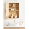 imageKate and Laurel Ori Decorative Modern Rectangle Rattan Bathroom Cabinet with Mirror 20 x 6 x 30 Natural Woven Cane Bathroom Mirror with Storage for Bath Medicine Cabinet or OverTheToilet Storage