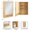 imageKate and Laurel Ori Decorative Modern Rectangle Rattan Bathroom Cabinet with Mirror 20 x 6 x 30 Natural Woven Cane Bathroom Mirror with Storage for Bath Medicine Cabinet or OverTheToilet Storage