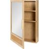 imageKate and Laurel Ori Decorative Modern Rectangle Rattan Bathroom Cabinet with Mirror 20 x 6 x 30 Natural Woven Cane Bathroom Mirror with Storage for Bath Medicine Cabinet or OverTheToilet Storage