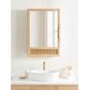 imageKate and Laurel Ori Decorative Modern Rectangle Rattan Bathroom Cabinet with Mirror 20 x 6 x 30 Natural Woven Cane Bathroom Mirror with Storage for Bath Medicine Cabinet or OverTheToilet Storage