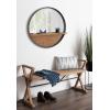 imageKate and Laurel Owing Farmhouse Metal Framed Round Mirror with Wood Shelf 30 inch Diameter Rustic Brown and Black Large Modern Mirror for Wall