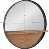 imageKate and Laurel Owing Farmhouse Metal Framed Round Mirror with Wood Shelf 30 inch Diameter Rustic Brown and Black Large Modern Mirror for Wall