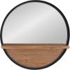 imageKate and Laurel Owing Farmhouse Metal Framed Round Mirror with Wood Shelf 30 inch Diameter Rustic Brown and Black Large Modern Mirror for Wall