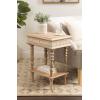 imageKate and Laurel Patresa Traditional Carved Wood Side Table 18 x 14 x 24 Light Natural Decorative Rectangle End Table with Tiered Design for Use as Bedroom Nightstand