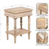 imageKate and Laurel Patresa Traditional Carved Wood Side Table 18 x 14 x 24 Light Natural Decorative Rectangle End Table with Tiered Design for Use as Bedroom Nightstand