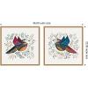 imageKate and Laurel Peace Birds Red and Blue  set of 2 22x22 Framed Canvas Wall Art Set by Carey Copeland Sylvie Natural Whimsical Abstract Animals Nature Animals Nature Art for Wall Decor