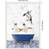 imageKate and Laurel Penguins in Eclectic Blue Bath Framed Canvas Wall Art by Amy Peterson 18 x 24 Sylvie Beaded White Whimsical Animals Bathroom Humor Art for Wall Decor Living Room Bedroom