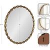 imageKate and Laurel Perlina Modern Scalloped Round Mirror 26 Inch Diameter Antique Brass Decorative Circle Wavy Mirror with Unique Rippled Edge and a SandCast Aluminum Frame