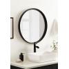 imageKate and Laurel Prema Modern Mango Wood Round Wall Mirror 28 Inch Diameter Black Framed Circle Bathroom Mirror for Use as Entryway or Fireplace Mantel Living Room Decor