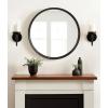 imageKate and Laurel Prema Modern Mango Wood Round Wall Mirror 28 Inch Diameter Black Framed Circle Bathroom Mirror for Use as Entryway or Fireplace Mantel Living Room Decor