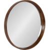 imageKate and Laurel Prema Soft Round Circle Modern Wall Mirror Walnut Brown 28 Framed Round Circular Mango Wood Mirror for Minimal Home DecorWalnut Brown