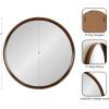 imageKate and Laurel Prema Soft Round Circle Modern Wall Mirror Walnut Brown 28 Framed Round Circular Mango Wood Mirror for Minimal Home DecorWalnut Brown