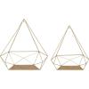 imageKate and Laurel Prouve Decorative Geometric Multiuse Metal Wall Display Shelves Gold 2 Piece Set