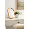 imageKate and Laurel Rahfy Boho Arched Rattan Tabletop Easel Mirror 12 x 16 Natural Rattan Coastal Small Tabletop Mirror for Use as Bedroom Makeup Mirror or Bathroom Vanity Mirror