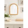 imageKate and Laurel Rahfy Boho Arched Rattan Tabletop Easel Mirror 12 x 16 Natural Rattan Coastal Small Tabletop Mirror for Use as Bedroom Makeup Mirror or Bathroom Vanity Mirror