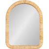 imageKate and Laurel Rahfy Boho Arched Rattan Tabletop Easel Mirror 12 x 16 Natural Rattan Coastal Small Tabletop Mirror for Use as Bedroom Makeup Mirror or Bathroom Vanity Mirror