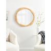 imageKate and Laurel Rahfy Boho Irregular Round Rattan Mirror 26 Inch Diameter Natural Rattan Decorative Wavy Circle Mirror with Wrapped Authentic Cane Frame for Bathroom Vanity Decor