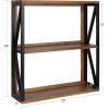 imageKate and Laurel Rigby Farmhouse 3Tier Wall Shelf 25 x 8 x 28 Rustic Brown and Black Decorative Modern Floating Shelves for Wall