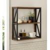 imageKate and Laurel Rigby Farmhouse 3Tier Wall Shelf 25 x 8 x 28 Rustic Brown and Black Decorative Modern Floating Shelves for Wall