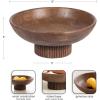 imageKate and Laurel Rooks Modern Decorative Ribbed Wood Bowl 12 Inch Diameter Light Natural Transitional Raised Fruit Bowl for Kitchen Counter or Use as Living Room or Entryway Table DecorWalnut Brown
