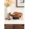 imageKate and Laurel Rooks Modern Decorative Ribbed Wood Bowl 12 Inch Diameter Light Natural Transitional Raised Fruit Bowl for Kitchen Counter or Use as Living Room or Entryway Table DecorWalnut Brown