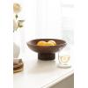 imageKate and Laurel Rooks Modern Decorative Ribbed Wood Bowl 12 Inch Diameter Light Natural Transitional Raised Fruit Bowl for Kitchen Counter or Use as Living Room or Entryway Table DecorWalnut Brown