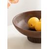 imageKate and Laurel Rooks Modern Decorative Ribbed Wood Bowl 12 Inch Diameter Light Natural Transitional Raised Fruit Bowl for Kitchen Counter or Use as Living Room or Entryway Table DecorWalnut Brown