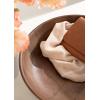 imageKate and Laurel Rooks Modern Decorative Ribbed Wood Bowl 12 Inch Diameter Light Natural Transitional Raised Fruit Bowl for Kitchen Counter or Use as Living Room or Entryway Table DecorWalnut Brown
