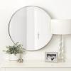 imageKate and Laurel Rowla Modern Round Wall Mirror 24 Inch Diameter Silver Decorative Circle Mirror with Polished Stainless Steel Finish and Large SizeSilver