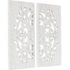imageKate and Laurel Saanvi Traditional Carved Wood Art Plaque Set 2 pc White Wooden Wall Art with Dimensional HandCarved Design for Bedroom or Living Room Decor