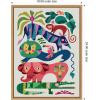 imageKate and Laurel Safari Animals Framed Canvas Wall Art by Rachel Lee 18 x 24 Sylvie Natural Whimsical Animals Abstract Nature Art for Wall Decor Living Room Bedroom