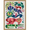 imageKate and Laurel Safari Animals Framed Canvas Wall Art by Rachel Lee 18 x 24 Sylvie Natural Whimsical Animals Abstract Nature Art for Wall Decor Living Room Bedroom