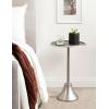 imageKate and Laurel Sanzo Modern Pedestal Round Side Table 15 x 15 x 24 Antique Brass and Black Circle End Table with Metal Tabletop for Use as Indoor Plant Stand or Bedroom NightstandSilver