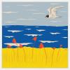 imageKate and Laurel Seaside Scene Framed Canvas Wall Art by Carrie Cantwell 22 x 22 Sylvie White Coastal Beach Nature Animals Art for Wall Decor Living Room Bedroom