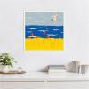 imageKate and Laurel Seaside Scene Framed Canvas Wall Art by Carrie Cantwell 22 x 22 Sylvie White Coastal Beach Nature Animals Art for Wall Decor Living Room Bedroom