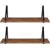 imageKate and Laurel Soloman Modern Wooden Shelves 18 inch Set of 2 White and Gold Contemporary Glam Wall Storage and Home DecorBrownBlack