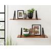 imageKate and Laurel Soloman Modern Wooden Shelves 18 inch Set of 2 White and Gold Contemporary Glam Wall Storage and Home DecorBrownBlack