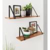 imageKate and Laurel Soloman Modern Wooden Shelves 18 inch Set of 2 White and Gold Contemporary Glam Wall Storage and Home DecorBrownBlack