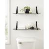 imageKate and Laurel Soloman Modern Wooden Shelves 18 inch Set of 2 White and Gold Contemporary Glam Wall Storage and Home DecorGrayBlack