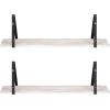 imageKate and Laurel Soloman Modern Wooden Shelves 18 inch Set of 2 White and Gold Contemporary Glam Wall Storage and Home DecorWhite