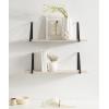 imageKate and Laurel Soloman Modern Wooden Shelves 18 inch Set of 2 White and Gold Contemporary Glam Wall Storage and Home DecorWhite