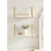 imageKate and Laurel Soloman Modern Wooden Shelves 18 inch Set of 2 White and Gold Contemporary Glam Wall Storage and Home DecorWhiteGold