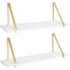 imageKate and Laurel Soloman Modern Wooden Shelves 18 inch Set of 2 White and Gold Contemporary Glam Wall Storage and Home DecorWhiteGold