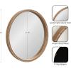 imageKate and Laurel Stallworth Decorative Textured Round Mirror 30 Inch Diameter Light Natural Coastal Ornate Circle Mirror with Carved Detail Design for Bathroom Mirror for Over SinkNatural