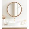 imageKate and Laurel Stallworth Decorative Textured Round Mirror 30 Inch Diameter Light Natural Coastal Ornate Circle Mirror with Carved Detail Design for Bathroom Mirror for Over SinkNatural